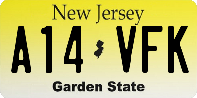 NJ license plate A14VFK