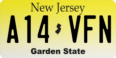 NJ license plate A14VFN