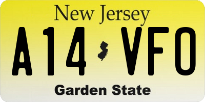 NJ license plate A14VFO