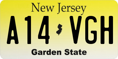 NJ license plate A14VGH
