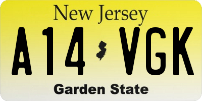 NJ license plate A14VGK