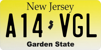 NJ license plate A14VGL