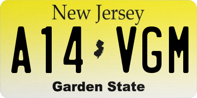 NJ license plate A14VGM