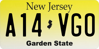 NJ license plate A14VGO