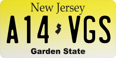 NJ license plate A14VGS