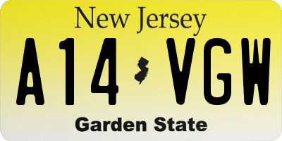 NJ license plate A14VGW