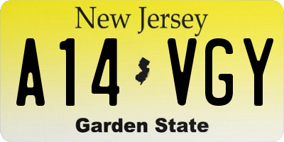 NJ license plate A14VGY
