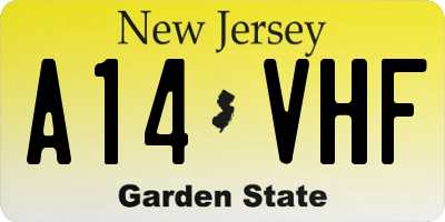 NJ license plate A14VHF