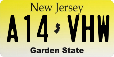 NJ license plate A14VHW