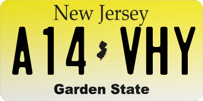 NJ license plate A14VHY