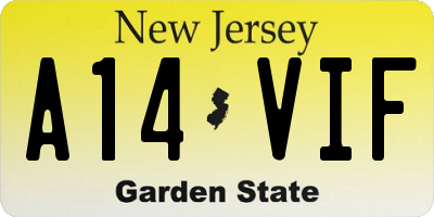 NJ license plate A14VIF