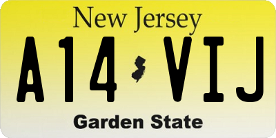 NJ license plate A14VIJ