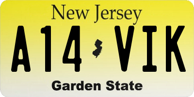 NJ license plate A14VIK