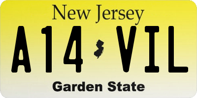 NJ license plate A14VIL