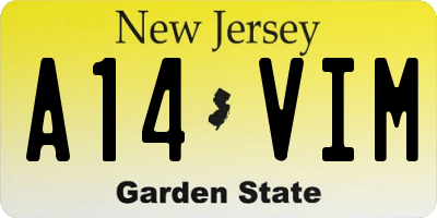 NJ license plate A14VIM