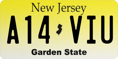 NJ license plate A14VIU
