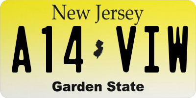 NJ license plate A14VIW