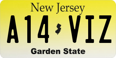 NJ license plate A14VIZ