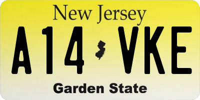 NJ license plate A14VKE