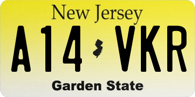 NJ license plate A14VKR