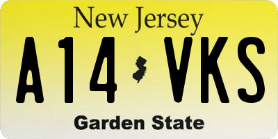 NJ license plate A14VKS