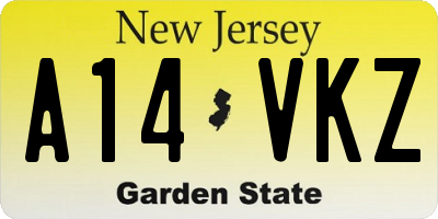 NJ license plate A14VKZ