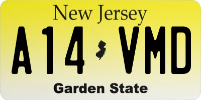 NJ license plate A14VMD