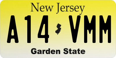 NJ license plate A14VMM
