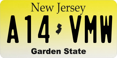 NJ license plate A14VMW
