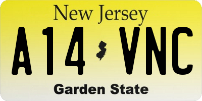 NJ license plate A14VNC