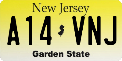 NJ license plate A14VNJ