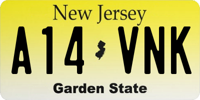 NJ license plate A14VNK