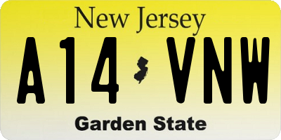 NJ license plate A14VNW
