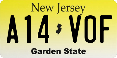NJ license plate A14VOF