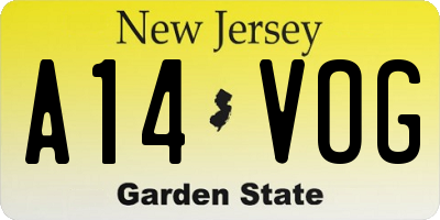 NJ license plate A14VOG