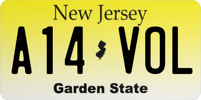 NJ license plate A14VOL