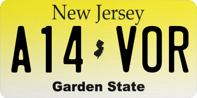 NJ license plate A14VOR