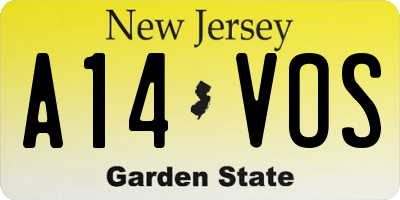 NJ license plate A14VOS