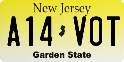NJ license plate A14VOT