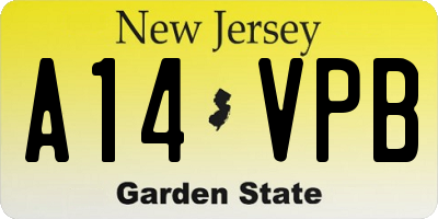 NJ license plate A14VPB