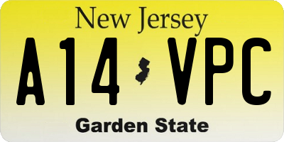 NJ license plate A14VPC