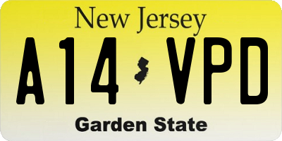 NJ license plate A14VPD