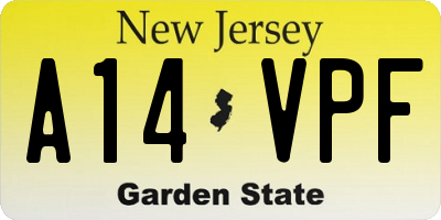 NJ license plate A14VPF