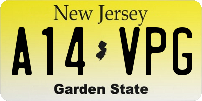 NJ license plate A14VPG