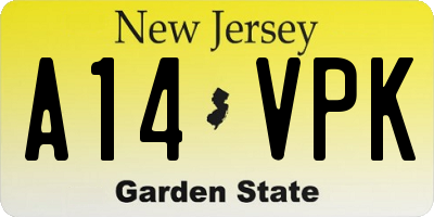 NJ license plate A14VPK