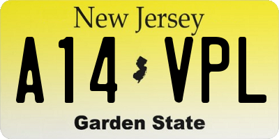 NJ license plate A14VPL
