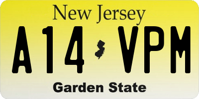 NJ license plate A14VPM