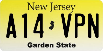 NJ license plate A14VPN