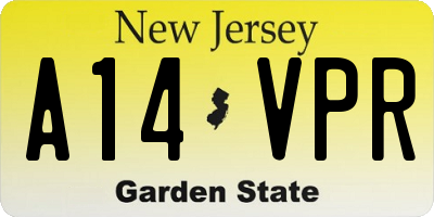 NJ license plate A14VPR