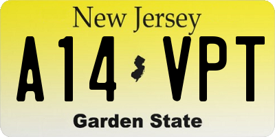 NJ license plate A14VPT